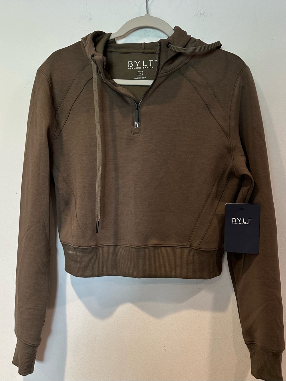 BYLT Women’s Opal Fleece Quater Zip Hoodie in Dark Taupe - Picture 4 of 7